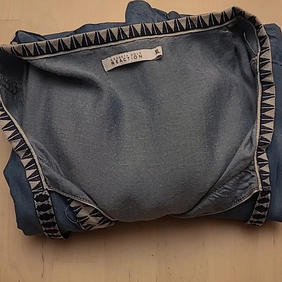 LIKE NEW Y2K Kenneth Cole Reaction Denim Look with Western Trim Mini Dress/Tunic - Picture 13 of 13